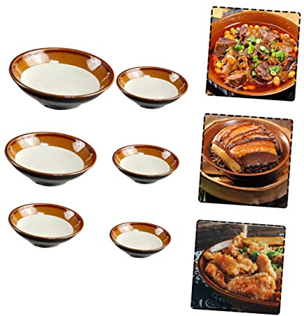KICHOUSE Lot de 5 Bols en Faïence Vintage Multifonctionnels 11-15 Cm, Vaisselle Traditionnelle en Céramique, Bols à Soupe et Ramequins pour Cuisson la Vapeur, Usage Alimentaire,