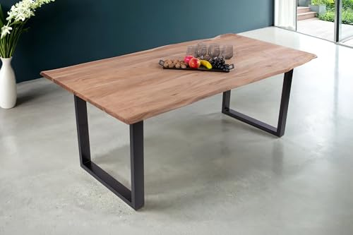 SAM Esstisch Dana 120x80 cm Akazie Eiche Baumkante U-Gestell schwarz