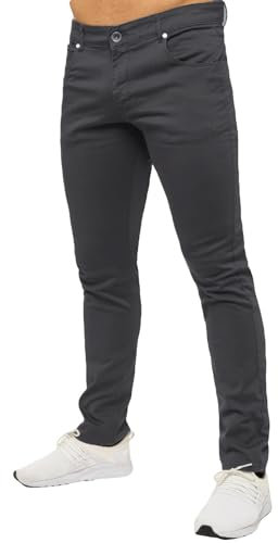 Firetrap Mens Chino Jeans Stretch Trousers Zip Fly Bottom Casual Work Cotton Pants Charcoal 34W / 31L