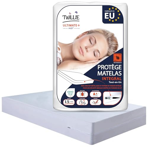 Twillie – Housse de Matelas Intégrale 90x190x20 cm Imperméable - Qualité Supérieure - Anti Punaise de lit – Oeko-TEX® Protège-Matelas Traitement AEGIS® Anti-acarien, bactérien – Alèse Fabriqué en EU