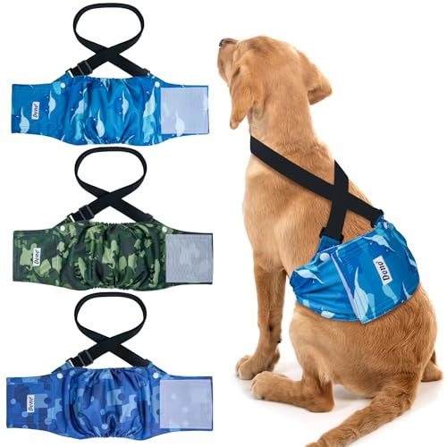 Dono Hundewindeln für Rüde,Rüdenwindel Waschbar,Hundebauchbänder für läufige Hunde,rüdenbinde für Inkontinenz,Training,Reisen,XS,S,M,L,XL,XXL