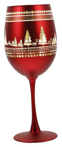 BIUDECO Weingläser mit Stiel Weihnachtsspezial dekorative rote Kelche für die weihnachtliche Tischdekoration