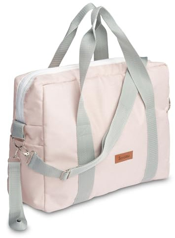 Sensillo - Wickeltasche Kinderwagen - Kinderwagen Organizer - Kinderwagentasche mit Reißverschluss, Kinderwagenbefestigung, mit kurzen Griffen und langem Schulterriemen - 43x30x13 cm - Rosa