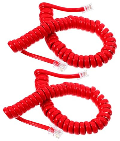Angoily Corda per Telefono 2 Pezzi Rosso, Rame e Gomma, Ricambio