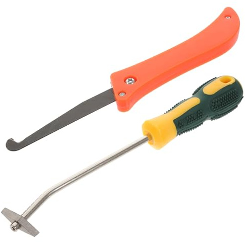 UKCOCO Herramienta para Quitar Lechada y Calafateo, Limpia Juntas Baldosas Suelo, 2 Piezas, Acero de Tungsteno, Abs y Goma para Suelos Color Aleatorio