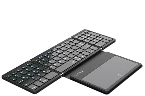 Générique Tri-pli sans Fil Clavier BT avec Touchpad Tablette Téléphone Ordinateur ExterneClavier Universel Clavier de Bureau Clavier Pliable