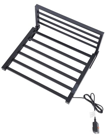 Stendino Scaldasalviette Elettrico, Riscaldamento Intelligente in Alluminio Spaziale, Asciuga Asciugamani per Bagno, Soggiorno, 10 Barre con Timer, Acciaio Inossidabile