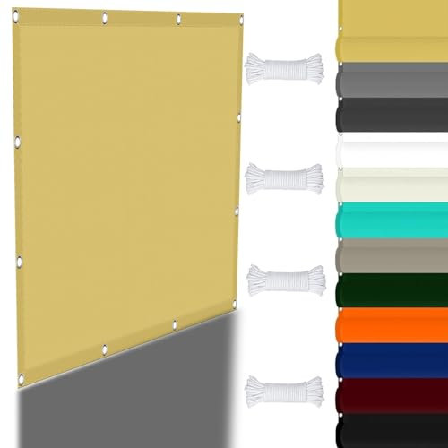 Grande vela ombreggiante quadrata, 5 x 9,5 m, blocco UV 98%, copertura rettangolare per piscina, giardino, cortile, piscina, terrazza e balcone, color crema