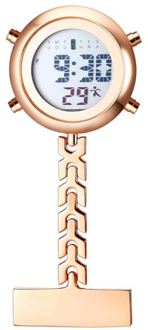 Lancardo Montre Infirmière Digitale Multifonction: Montre à Clip avec Affichage Numérique Pratique en Métal, Calendrier, Alarme et Chronomètre - Cadeau pour Infirmières, Médecins