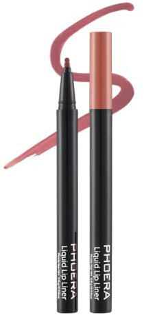 PHOERA Longwear Liquid Lip Liner – Vegan Matte Precision Tip for Lip Contour & Fill | Smudge-Proof, Transfer-Proof, Non-Drying | Lip Definer & Lip Stain – Bold & Lasting Color (09 Rose, One Size)
