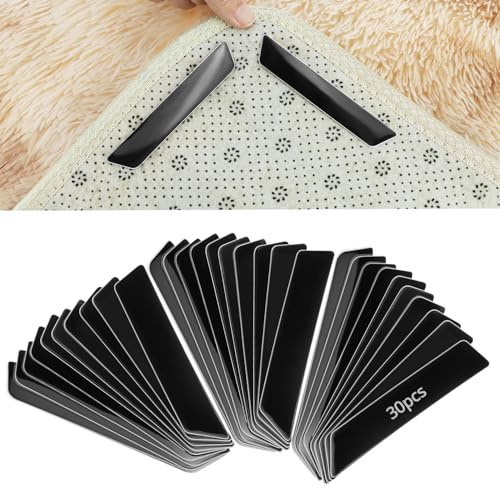 QWORK® 30 Pezzi Tappetino sottotappeto Antiscivolo, Anti-arriccia per tappeti, per Pavimenti in Laminato, Legno e Piastrelle