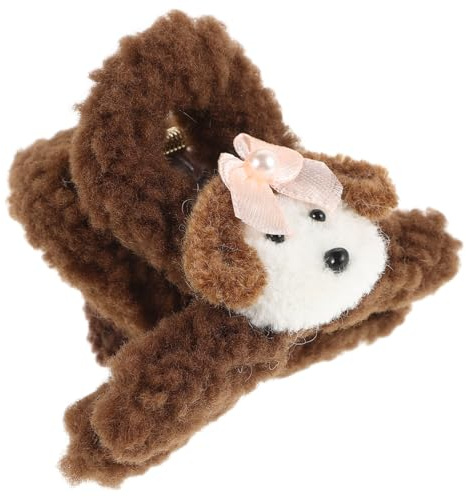 PACKOVE Cartoon Puppy Fuzzy Hair Claw Clip Plush Fluffy Claw Clip for Women Girls Cute Winter Faux Fur Hair Accessory for Dog Products