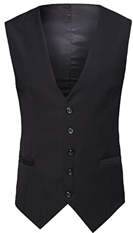 Gilet da uomo grigio, da lavoro, da uomo, slim fit, leggero, con scollo a V, in cotone, tinta unita, elegante, da uomo, comodo, gilet, monopetto