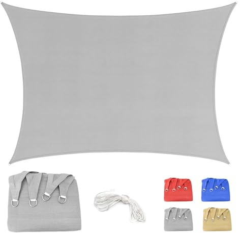 Voile d'ombrage 2.5x5m Rectangulaire Respirant Toile Ombrage HDPE Protection UV 95% pour Patio Jardin Terrasse Extérieur Balcon avec Corde, Gris (Tailles sur Mesure Disponibles)