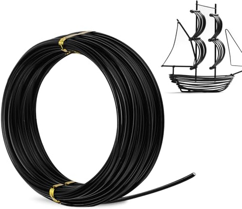 Fil Aluminium 3mm 10m,Fil de Fer,Fil de Fer Souple Loisir Creatif,Fil de Bricolage,idéal pour Sculpture,Modélisme,Fabrication de Bijoux. (3mm 10M-Noir)