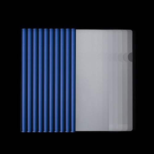 10 copertine per rapporti A4 con barra scorrevole, copertura in plastica, trasparente, per classificazione documenti scolastici, ufficio, colore blu