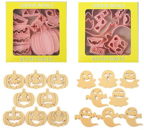 XFSRG 20 Pezzi Tagliabiscotti di Halloween in PP Forme Zucca Fantasma Pipistrello Per Biscotti Fondente Dolci Decorazioni per Feste di Halloween