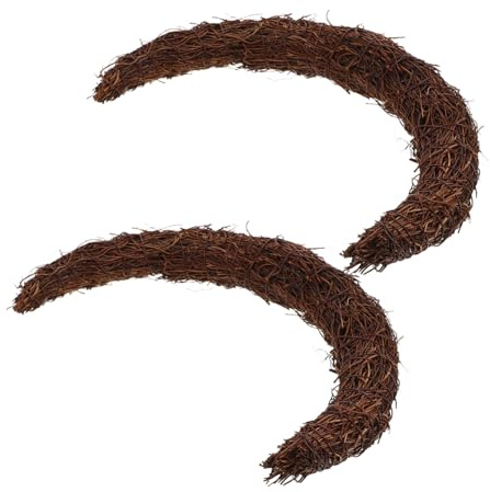 TOGEVAL 2PCS Moon Shape Grapevine Wreath Rings Rattan Crescent Craft Hoops for DIY Holiday Decorations Wall and Door Hanging Christmas Party Favors