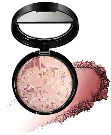 Medium Beige Baked Setting Powder with Silky Matte Finish for Long-Lasting Coverage - Multi-Purpose Pressed Powder Compact with Mirror, Ideal for All Skin Types and Touch-Ups, Provides Buildable,