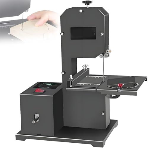 Benchtop Bandsaw for Small Workshops | 800W Motor | 70mm Cutting Height, 90mm Throat | Curves and Straight Cuts | Tilting Metal Table (0-45°) | Wood Cutting Machine