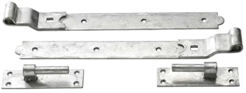 Cranked Hook and Band Gate Hinges & Garage Hinges, Galvanised Steel, Sizes 8″ - 36 Heavy-Duty Garage Door Hinge (18)