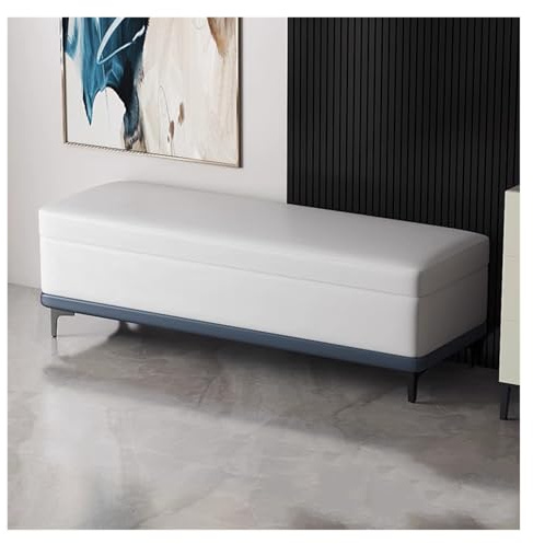 Kunstleder-Ottoman-Bank, gepolsterter Schuhsitz, rechteckig, extra lange Truhe für Wohnzimmer, stilvolles und funktionales Design