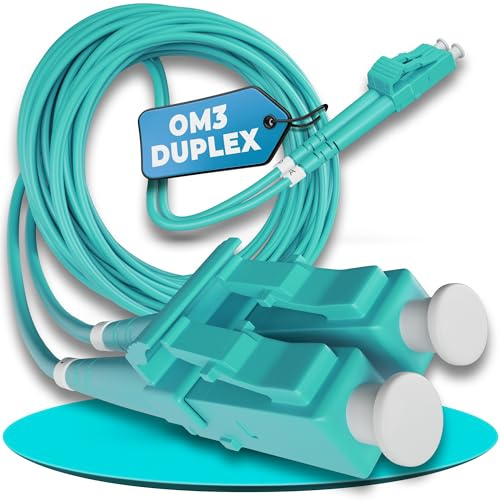 Conectra - Cavo in fibra ottica OM3 da 5 m | Duplex | LC/UPC a LC/UPC | Colore Aqua | ideale per reti aziendali | Prolunga fibra ottica fibra ottica (lunghezza 5 metri)