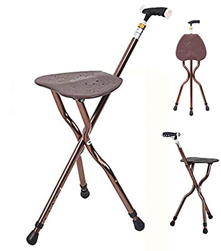 Bastone da passeggio resistente con sedile pieghevole, sgabello regolabile in lega di alluminio, supporta una capacità di 181,4 kg, ideale per anziani e assistenza alla mobilità