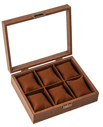 Oshhni Scatola Porta Orologi, Organizer, Contenitore Antipolvere, Classico, Multiuso, Premium, per Uomo e Donna, Custodia per Bracciali con Coperchio, 6 Slot