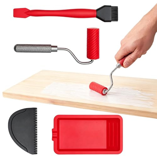 Rodillo de pegamento para madera, rodillo de pegamento reutilizable, rodillo de pegamento para trabajo de madera, para un agarre rápido y uniforme del pegamento para madera, para proyectos de