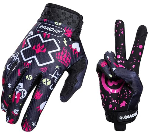 Fast passion Guanti da moto leggeri per uomo e donna, antiscivolo, per touchscreen, estivi, traspiranti, per motocross, equitazione, ciclismo, simulazione di corse (rosa nero, XL)