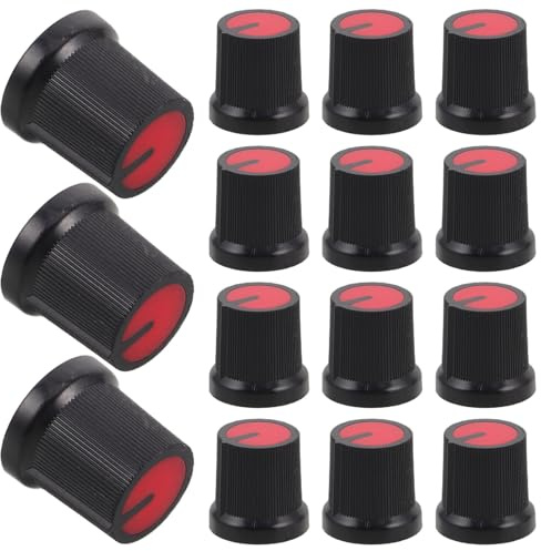 SWETRACE 50 Stück Rote Reglerknöpfe aus Kunststoff für 6mm Wh148 Potentiometer Verstärker mit Stilvollem Pflaumenblüten Design Geeignet für E gitarren und Bass