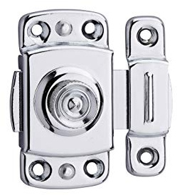 THIRARD - Verrou Automatique pour Porte d'Ameublement - Gâche Laiton Chromé - Pêne Acier Chromé - Bouton Laiton Molleté - Résistant au Froid et à l'Eau - Ø 30 mm - Gris