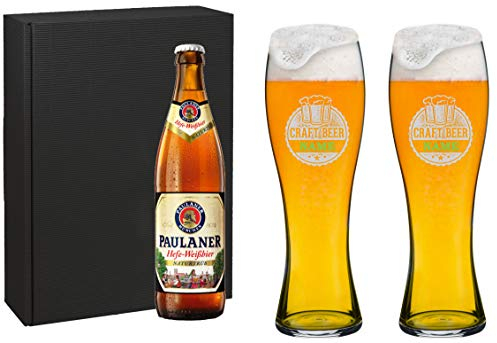 Spiegelau Juego de vasos para cerveza de trigo, Regalos Personalizados con grabado [nombre] y [Diseño 01] – MeinGlas