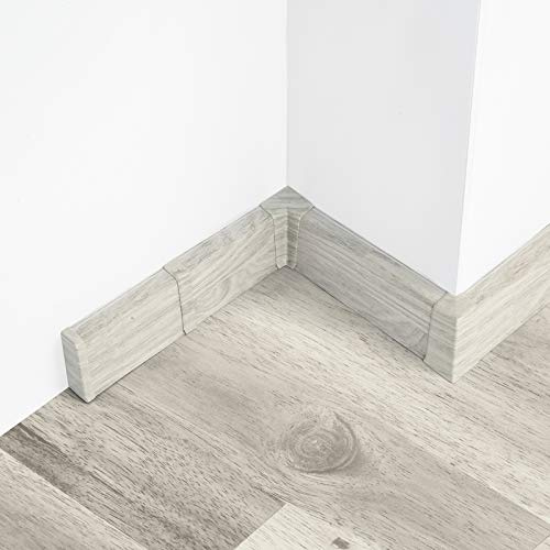 DQ-PP 100m Sockelleisten 55mm PVC Eiche Chillout Laminatleisten Fussleisten aus Kunststoff PVC Dekore Fußleisten