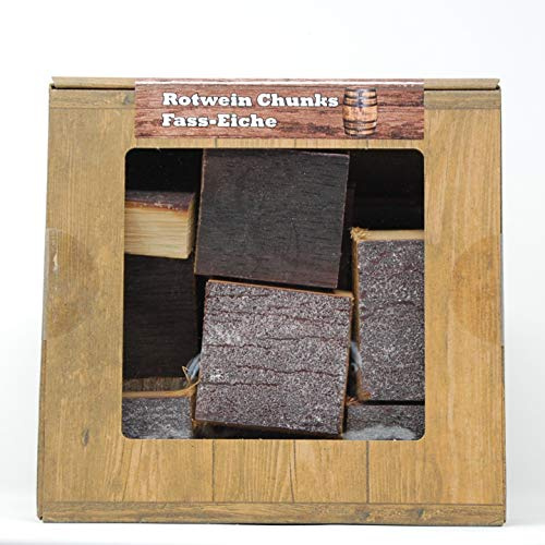 Rotwein Chunks Fass-Eiche, Box 1,5 Kg von Landree® BBQ Smokerholz vom Original-Faß für das besondere Aroma