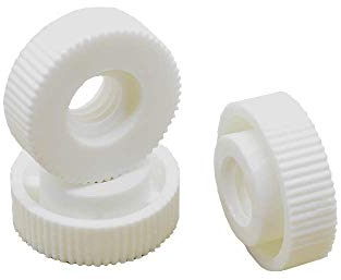 Rändelmutter M4 Weiß Kunststoff PA 6.6 Abstandsmutter d.15mm H.6mm Distansmutter mit Innengewinde u. Steg (10)