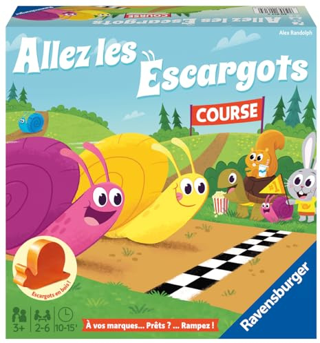 Ravensburger Allez les Escargots - Brädspel för barn från 3 år - Första pedagogiska spelet med färger och banor - Snigelbana - 2 till 6 spelare - Fransk version