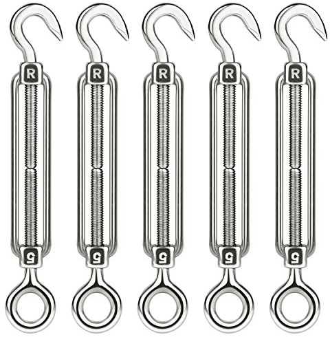 Chrorine - Tenditore a spirale M5 regolabile, in acciaio INOX, 5 pezzi