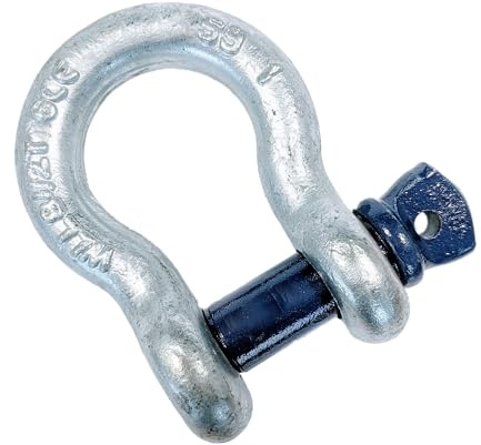 Schäkel geschweift HA2 Stahl hochfest verzinkt mit Augschraube/Schraubbolzen 1t - 2t - 3,25t - 4,75t - 6,5t - 8,5t CE (Größe wählbar) Cargo-Drechsler/Slackline Hardware Unite (8,5 Tonnen)