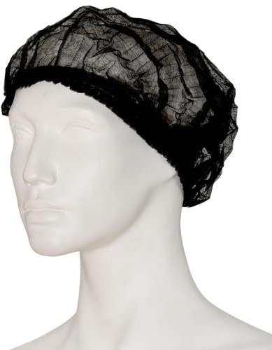 Klipphauben 100 Stück Vlies-Haube Clip, schwarz, Größe L, 52 cm Durchmesser, (100-er Pack) - Schwesternhaube aus Vlies - Einweghaube - Baretthaube - Vlieshaube