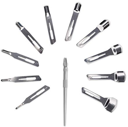 Skalpell Set, Medihalter inkl. 20x Klingen, Hohlmeißelklingen, Mediklingen Davartis, Hohlmeißelskalpell