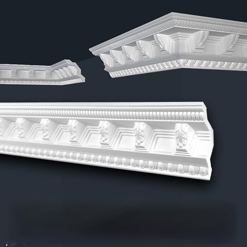 Marbet Deckenleisten weiß Sparpaket aus Styropor EPS - Stuckleisten gemustert, im traditionellen Design - (20 Meter B-23) Winkelprofile Wandprofile Eckleisten