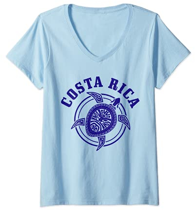 Damen Costa Rica Schildkröte Tauchen Taucher Souvenir T-Shirt mit V-Ausschnitt