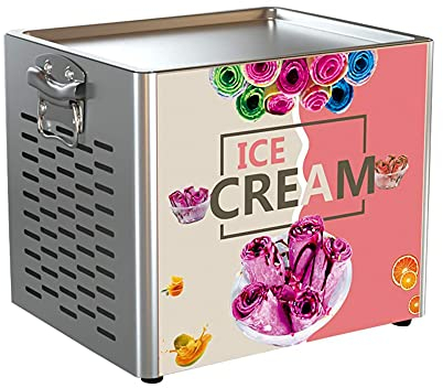 Máquina de Hacer Helados, Máquina eléctrica para hacer rollos de helado Máquina de yogur frito, con 2 palas de helado para un helado enrollado casero fácil