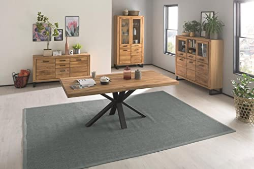möbelando Esstisch >Eastbourne< in Eiche aus Massivholz,Metall - 220x76x100cm (BxHxT)