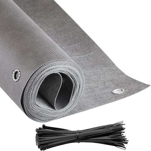 COVER IT Balkon Sichtschutz Ohne Bohren Balkonsichtschutz GRAU mit Ösen 90 x 400 cm Sichtschutz Balkon Ohne Bohren - Sichtschutz für Balkon Terrasse - Sichtschutz Balkongeländer