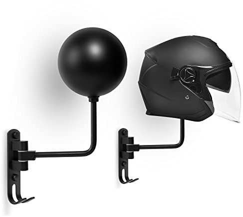 testyu 2 Stück Helmhalter Wand, 180° Rotation Metall Helm Halter Wandhalterung, Motorradhelm Huthalterung Wand, Abnehmbare Wand Befestigter Motorrad Sturzhelm mit Doppelhaken für Helme Jacke Aufhänger