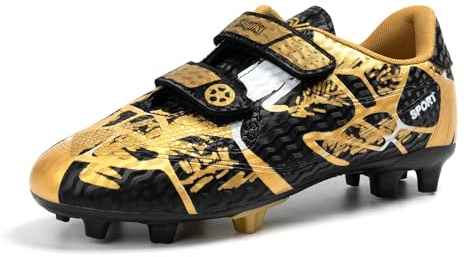 Roniluu Fußballschuhe für Kinder,Atmungsaktive Fußballschuhe mit Stollen, Fussballschuhe Jungen Mädchen,Schwarz,38EU