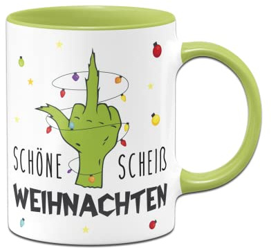 Tassenbrennerei Grinch Tasse mit Spruch Schöne S Weihnachten - Weihnachtstasse lustig - Anti Weihnachten Deko (Hellgrün)